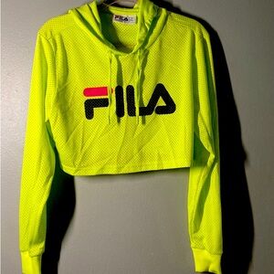 Fila, Neon Yellow, Polyester Mesh Hooded Jacket , Size Medium